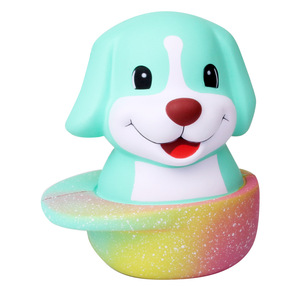 Cute Dog Shaped PU Foam Stress Reliever Toy With Rainbow Hat Soft Slow <b>Rebound</b> For Promotional Activities - Product Image 1