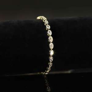 C10161b tuân thủ tùy chỉnh chiều dài 9K 375 Rắn vàng 7in <span class=keywords><strong>bezel</strong></span> thiết lập ngang hình bầu dục cắt 3x5mm vvs moissanite Tennis Vòng đeo tay - Product Image 3