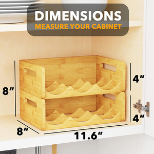 Organizador de Botellas de Agua de Bambú WDF, Paquete de 2, Estante de Almacenamiento de 3 Ranuras para Cocina, Despensa, Armarios, Soporte para Tazas y Botellas de Vino para 6 Unidades - Product Image 2