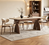 Ensemble de table et chaises de salle à manger en bois massif et pierre frittée, style nordique moderne, rectangulaire, écologique, imperméable, 4 à 6 places