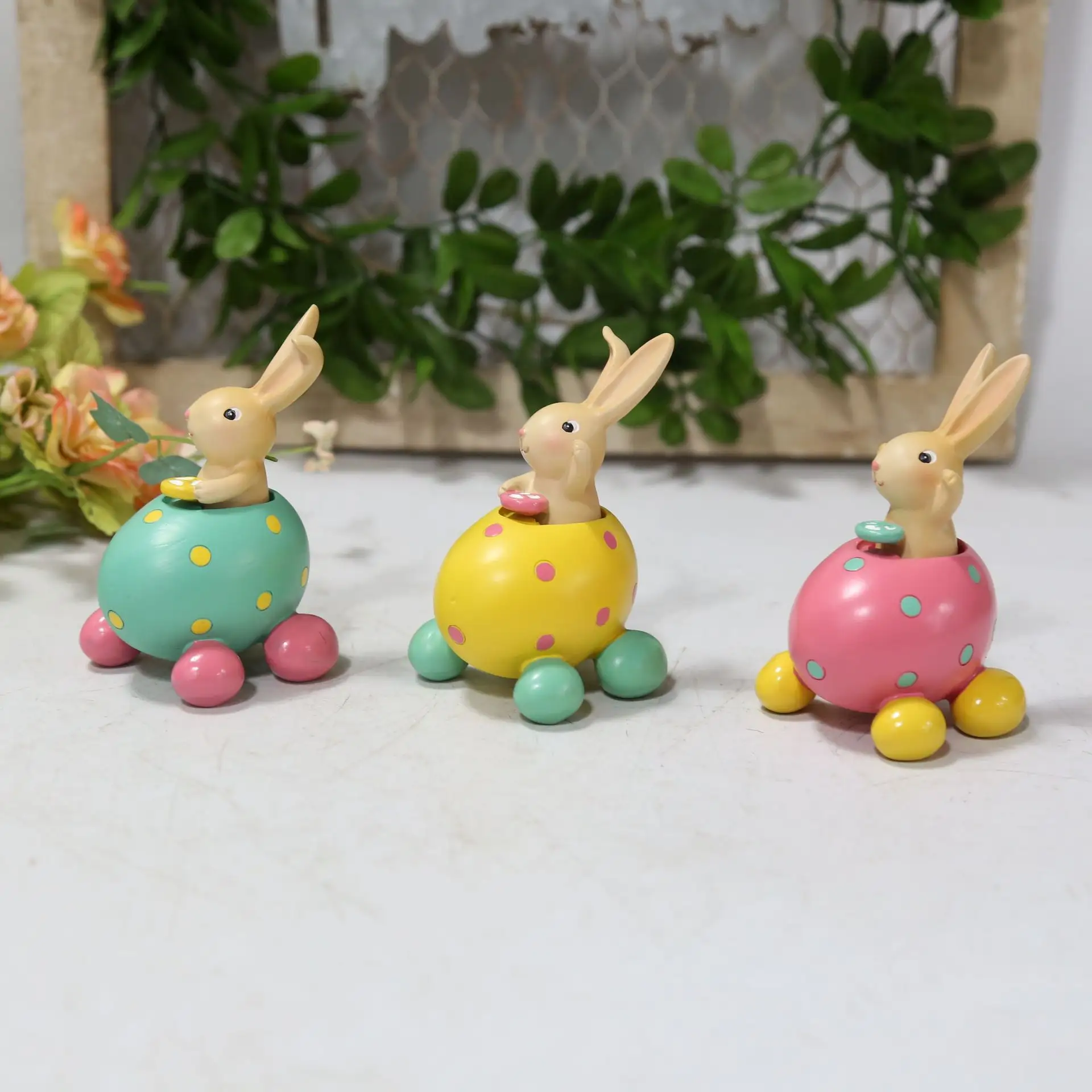 Creative Rabbit Sitting Eggshell Tabletop Decoration Children's Room Layout Gift Easter Home Resin Rabbit Decoration