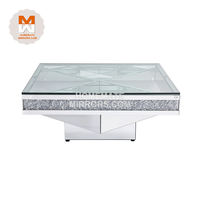 Ensemble de table basse de luxe en diamant miroir avec cristaux, prix compétitif