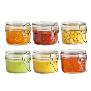 Bocal en verre avec col en silicone à fermeture rapide pour la pâtisserie domestique, bouteille de portionnement pour confiture, purée de fruits, aliments pour bébés, faite à la main - Product Image 2
