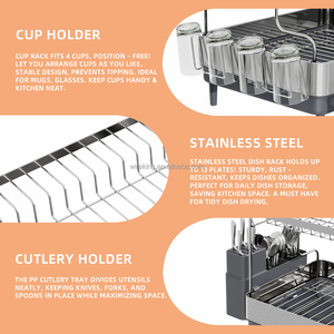 WIREKING estable, desechable, 2 niveles extensibles, <span class=keywords><strong>escurridor</strong></span> <span class=keywords><strong>de</strong></span> <span class=keywords><strong>platos</strong></span>, soporte para cubiertos, secador <span class=keywords><strong>de</strong></span> agua sobre el fregadero, estante <span class=keywords><strong>de</strong></span> secado <span class=keywords><strong>de</strong></span> <span class=keywords><strong>platos</strong></span> <span class=keywords><strong>de</strong></span> cocina - Product Image 3