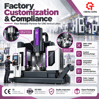 Tour CNC vertical robuste à colonne unique avec table rotative, porte-outil et protection intégrée pour tournage de métaux
