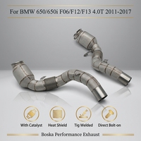 Knalpot Downpipe Boska High Flow Catted untuk BMW 650/650i F06/F12/F13 4.0T 2011-2017 Katalis 100/200/300 sel dengan Pelindung Panas