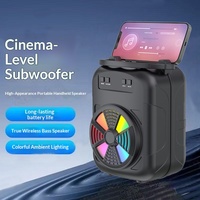 Speaker Subwoofer Portabel 5.0 RGB untuk Penggunaan Luar Ruangan dan Rumah, Ukuran Kecil, Persegi, Speaker Desktop untuk Menari, Radio FM, TWS Pairing