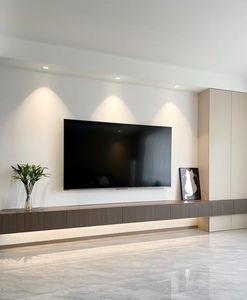 Mobile TV Moderno da Parete <span class=keywords><strong>in</strong></span> Legno con Illuminazione LED e Spazio di Archiviazione per <span class=keywords><strong>Soggiorno</strong></span>, Camera da Letto e Ufficio - Product Image 2