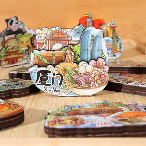 Autocollants magnétiques 3D époxy en bois à trois couches originaux scènes de ville découpées à l'emporte-pièce modernes attractions touristiques chinoises commémoratives - Product Image 3