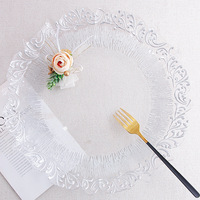 Assiette de présentation en verre gaufré or et argent de 13 pouces pour centre de table de mariage et décoration de table de fête - Vente en gros
