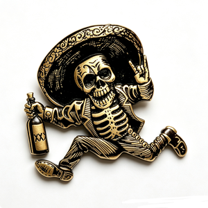 Broche en émail personnalisée en métal, motif Amour Mariachi Squelette, plaqué or vintage, imprimée UV, pour Rock & Roll, Tequila, Fête d'anniversaire, Noël - Product Image 3