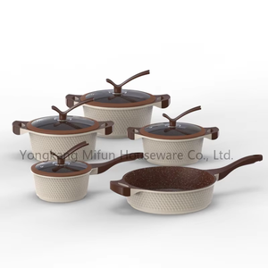 Ensemble de casseroles en aluminium moulé sous pression avec revêtement antiadhésif et couvercle en verre trempé, design classique pour la cuisine à domicile, nouveau design - Product Image 4