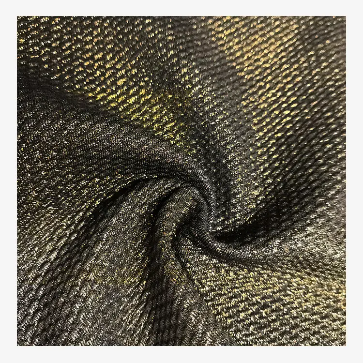 Hot Selling Black Colour 100% Polyester Shinny Gold Foil Shimmer Bullet Liverpool Plain Fabric