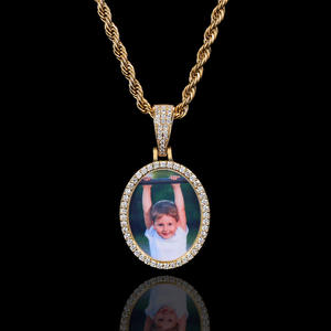 Collar Hip Hop con Colgante de Marco de Fotos Ovalado con Microcirconitas, Nuevo 2025 - Product Image 5