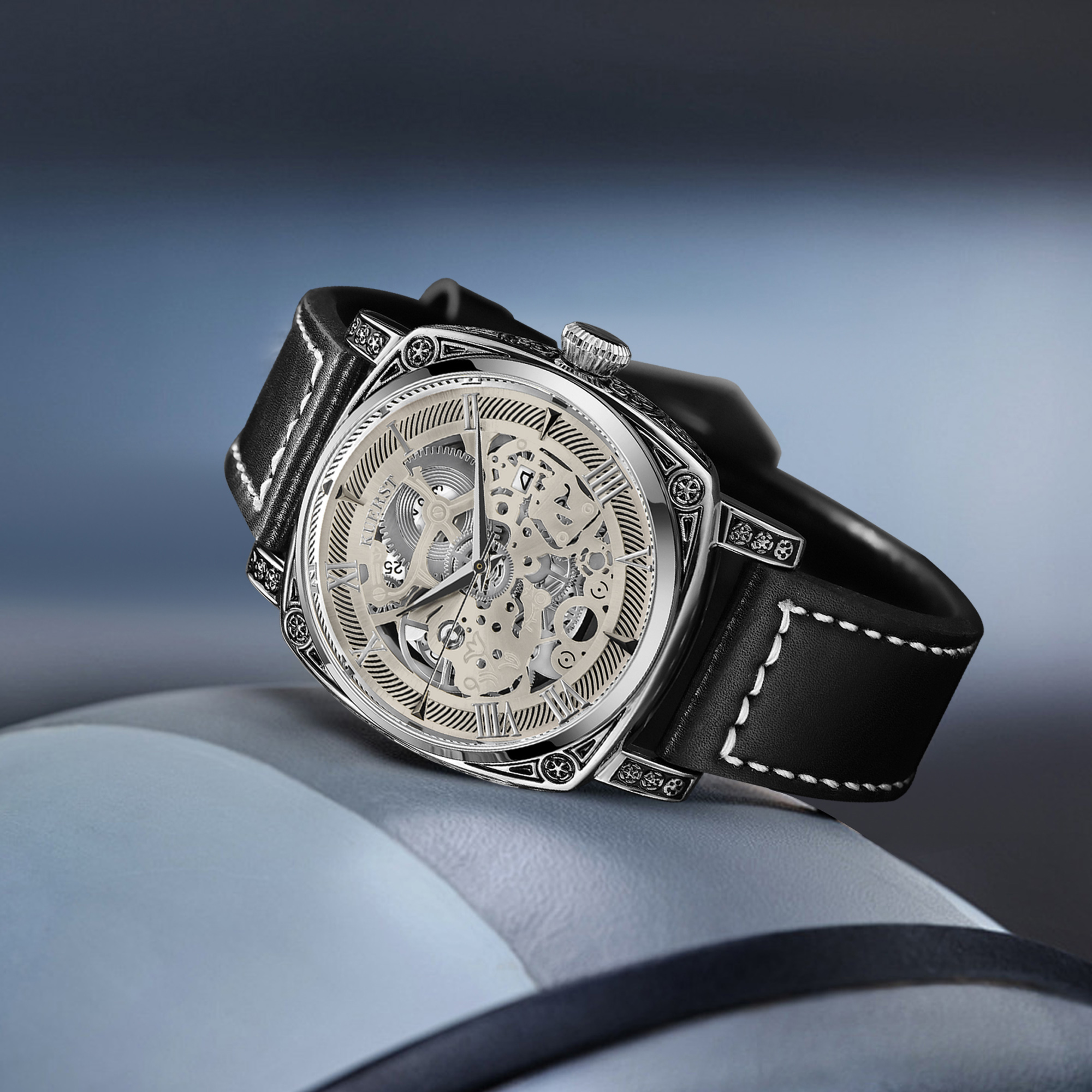 leather digital watch