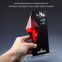 Trophée en cristal rouge diamant personnalisé et créatif, récompense d'employé exceptionnel, prix d'entreprise, gravure, souvenir d'entreprise, modèle Jingpin