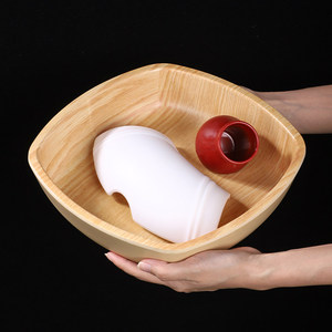 Olla caliente estilo montaña salvaje con plato de dragón colgante de menta, cuenco cuadrado con imitación de veta de madera, vajilla creativa y única. - Product Image 4