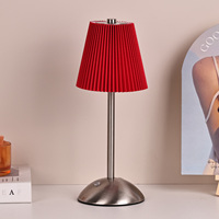 Tradition jour de fête lumière chaude chine abat-jour en papier rouge décor à la maison lampe de table avec base en métal argenté