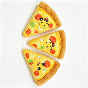 Coussin en forme de tranchette de pizza pepperoni personnalisable, Peluche douce en forme de tranchette de pizza, Peluche de pizza de dessin animé, Ensemble de mini-peluches pizza - Product Image 3