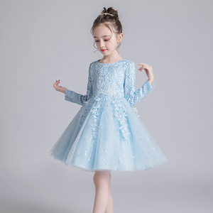 Vestido de Princesa de Diseño Personalizado al por Mayor, Vestido de Tul con Mangas Largas para Niñas, Traje de Gala Infantil - Product Image 4