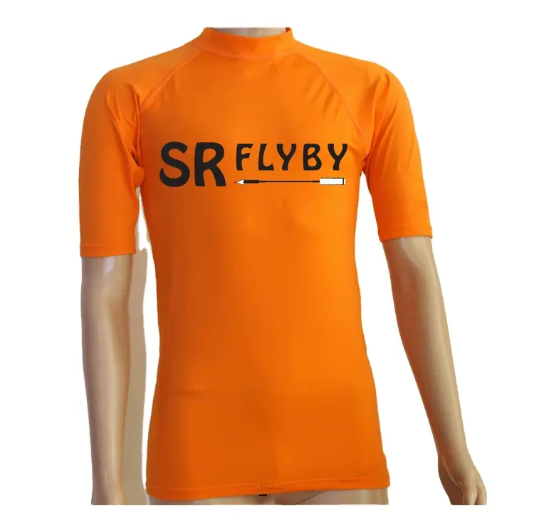 ชุดรัชการ์ด UPF 50 +,ชุดเสื้อโปโลแขนสั้นสีส้มพิมพ์ลายแบบกำหนดเอง