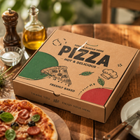 Boîte à pizza pliable avec couvercle verrouillable en carton ondulé pour pizza chaude à emporter, logo personnalisé, couleur personnalisée, vente en gros