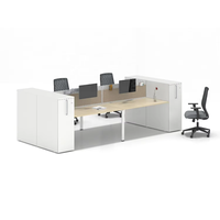 Bureau de travail moderne en bois, mobilier de bureau, bureau modulaire pour personnel d'usine avec tiroir et cloison, poste de travail.