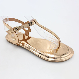 Diseno de moda simple al por mayor Zapatillas personalizadas traspirabili logotipo de oro sandalias flip-flop de dama - Product Image 1