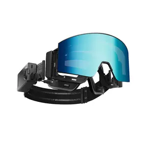 बिजली के गर्म चुंबकीय लेंस स्की काले चश्मे डबल परत Polarized लेंस स्कीइंग विरोधी कोहरे UV400 स्नोबोर्ड चश्में स्की चश्मा