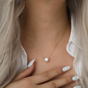 रिनइन Gpn87 अच्छे गहने हार 925 स्टर्लिंग चांदी 8 मिमी प्राकृतिक ताजे पानी के मोती जिरकोनिया संतृप्ति पेंगटे - Product Image 5