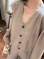 Ensemble de vêtements pour femmes en tricot élégant, veste sans manches à col en V, cardigan long, pantalon droit décontracté, ensembles simples pour l'automne
