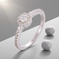 Bague Moissanite Bague de mariage en argent Design personnalisé à la mode et minimaliste avec un anneau de cercle mince Incrustation de Moissanite circulaire