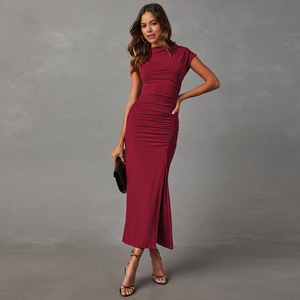 Populaire français longue jupe élégante haut de gamme européenne et américaine femmes fendue Sexy <span class=keywords><strong>gaine</strong></span> jupe robe mince - Product Image 3