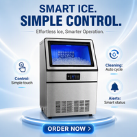 Machine à glaçons professionnelle Youai en acier inoxydable, sur comptoir, autonome, avec compresseur et pompe à eau, production de 20 kg de glace, économe en énergie, commande tactile