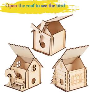 2 Pak Kayu DIY Lukisan Kayu Rumah Burung dengan Lonceng Angin Kuas Cat - Product Image 6