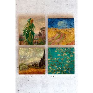 ชุดจานรองแก้วหิน 4 ชิ้น วินเซนต์ แวนโก๊ะ รุ่น VanGogh01 ของพรีเมียมสำหรับโปรโมชั่น จานรองแก้วสไตล์ตุรกี - Product Image 1