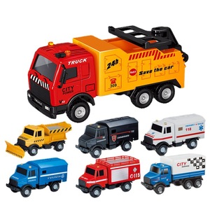 Ensemble de camions jouets en alliage City Rescue, véhicules à friction à rétrofriction pour enfants de 7 à 14 ans, modèles de police, ambulance, pelle à neige - Product Image 1