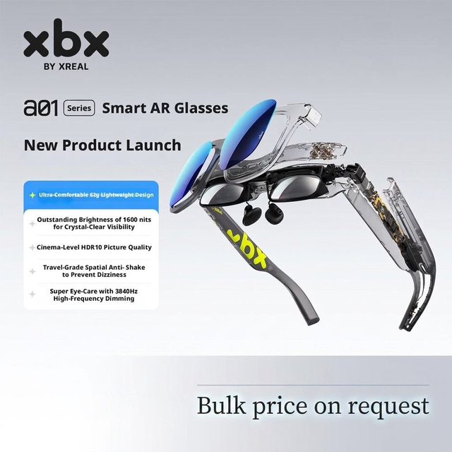 Original for XREAL XBX A01 AR Glasses 62g Ultra Light Micro LED 1600Nit 147In Virtual Screen Portable Wearable Display for Movie