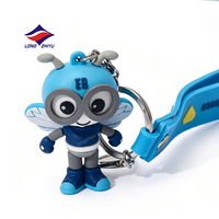 Longzhiyu 20 ans – Porte-clés personnalisé en PVC bleu avec personnage de dessin animé mignon, pendentif de sac, poupée 3D, porte-clés sur mesure