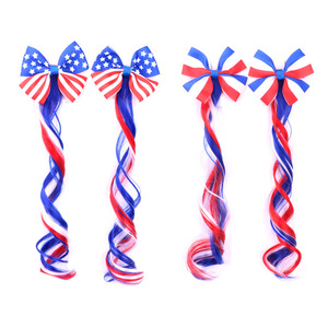 Vente en gros de pinces à cheveux avec nœuds décoratifs pour la fête de l'Indépendance, extensions de cheveux, accessoires pour cheveux du 4 juillet pour enfants et adultes - Product Image 2