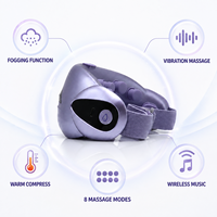 Masque de relaxation oculaire électrique avec brume atomisante, compresse chaude, vibration et musique sans fil, violet, pour la maison, le bureau et les voyages