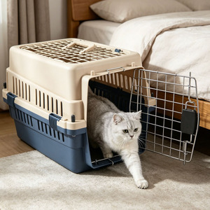 Cage de <span class=keywords><strong>transport</strong></span> pour <span class=keywords><strong>animaux</strong></span> de compagnie en plastique double porte, classique et durable, facile à transporter pour le <span class=keywords><strong>transport</strong></span> aérien à l'aéroport (vente en gros) - Product Image 1