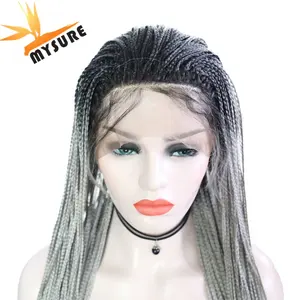 MYSURE ombre crochet braid hair synthetic lace front braided wigs for black women lace frontal braided wig
