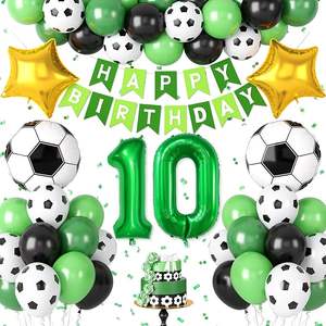 Ensemble de décorations pour fête d'<span class=keywords><strong>anniversaire</strong></span> sur le thème du football, décoration pour 10e <span class=keywords><strong>anniversaire</strong></span> pour garçons avec bannière joyeux <span class=keywords><strong>anniversaire</strong></span>, ballon numéro 10 - Product Image 1