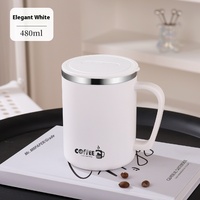 Mug à Café Mignon en Acier Inoxydable 480ml avec Design Moderne, Tasse de Bureau avec Poignée pour Cadeaux d'Affaires, Bouteille d'Eau pour Étudiants