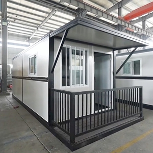 Villa conteneur pliable et extensible avec terrasse panoramique, auvent imperméable, main courante <span class=keywords><strong>de</strong></span> sécurité, sol WPC anti-corrosion - Product Image 1