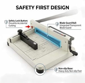 Taglierina e Ghigliottina Professionale 858 per Carta <span class=keywords><strong>A4</strong></span> con Base Antiscivolo e Calibro Posteriore Regolabile per Cartoncino e Foto - Product Image 5