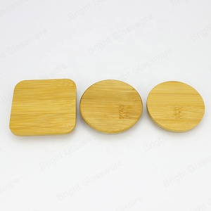 Hot Selling Bamboo and Wooden Lids Set Accepts Custom Candle Glass Jar with Lid for Glass Candle Mason jars