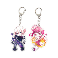 Adorable porte-clés double face en acrylique avec personnage d'anime Chibi, breloque en métal pour fans d'anime, décoration de sac à dos