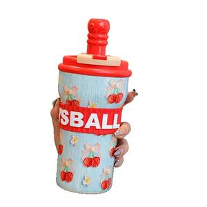 Vaso térmico de acero inoxidable Sball Cherry Red de 600 ml con pajita para todas las ocasiones - Product Image 2
